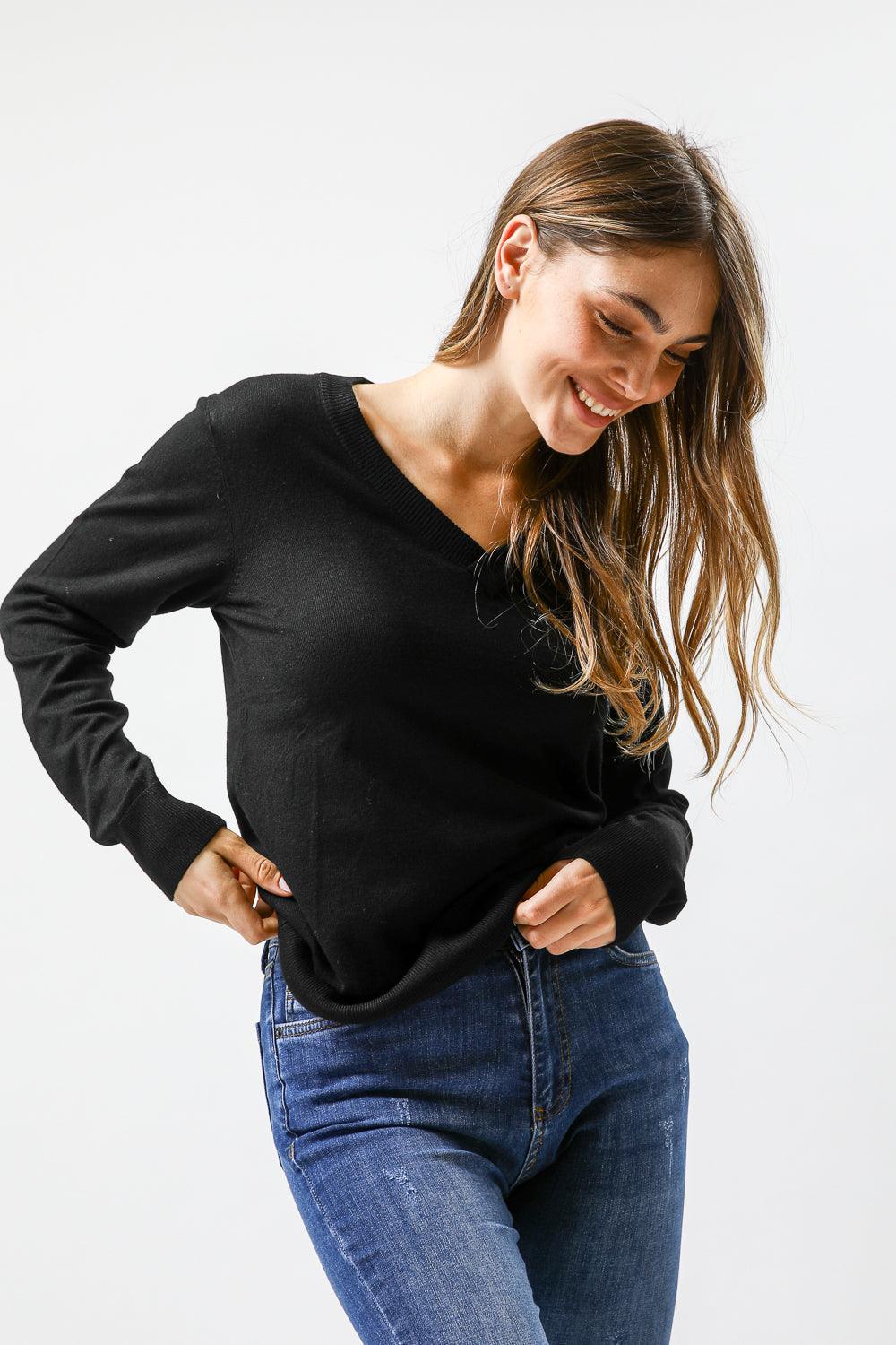 KENNETH COLE - סריג בייסיק בצבע שחור - MASHBIR//365