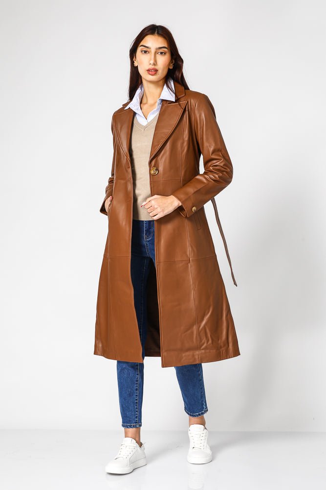 סריג קלאסי עם מפתח וי לנשים בצבע קאמל | קנת קול