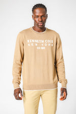 KENNETH COLE - סריג בייסיק צווארון עגול בצבע בז - MASHBIR//365