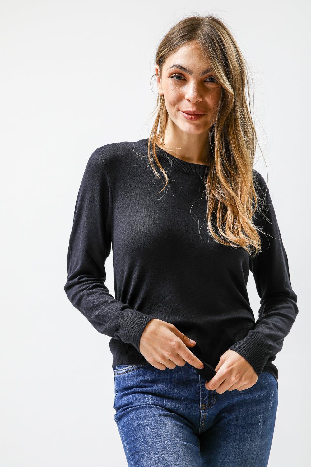 חולצת סריג דקה לנשים בצבע נייבי | קנת קול