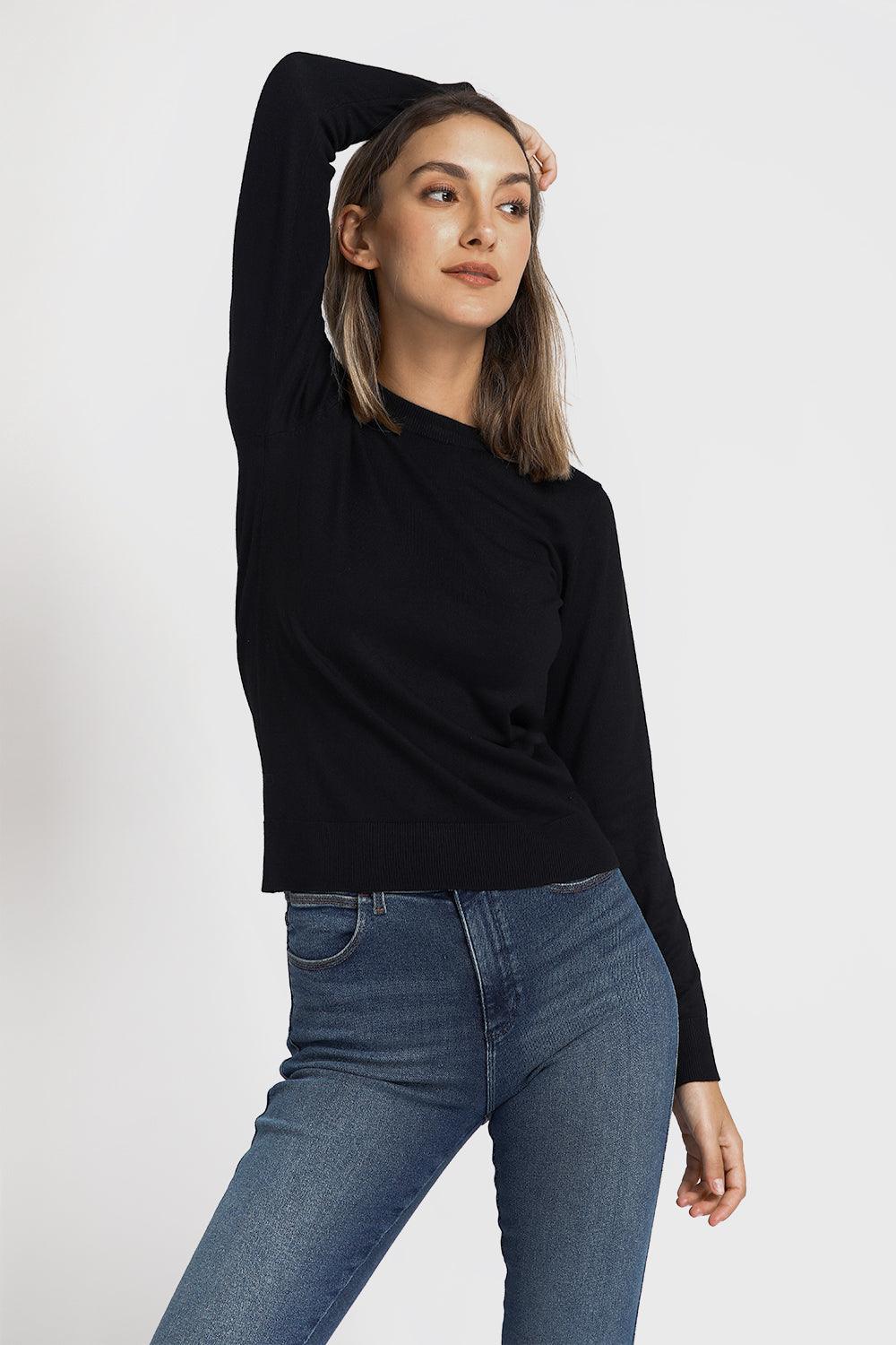 חולצת סריג דקה לנשים בצבע שחור | קנת קול