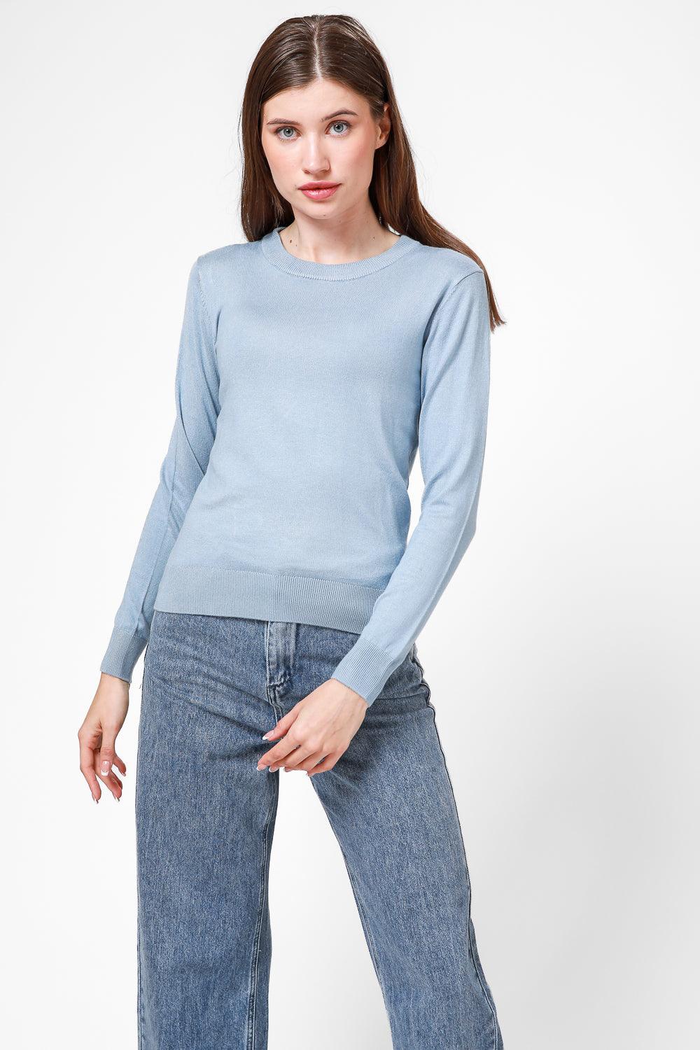 חולצת סריג דקה לנשים בצבע תכלת | קנת קול