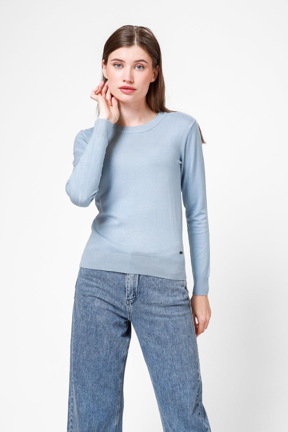 חולצת סריג דקה לנשים בצבע תכלת | קנת קול