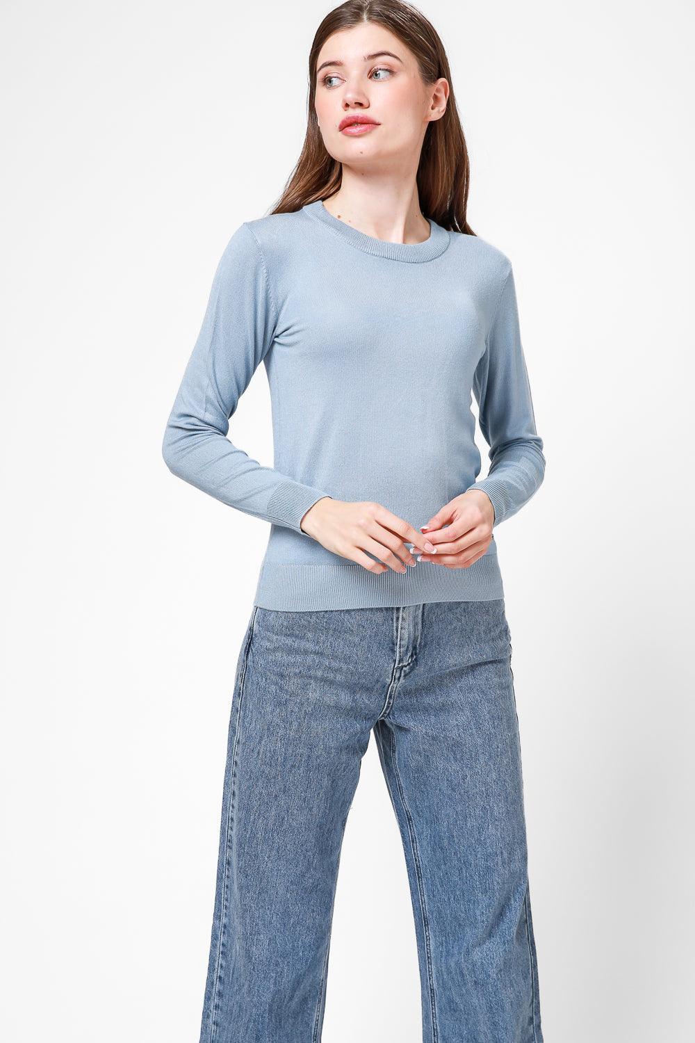 חולצת סריג דקה לנשים בצבע תכלת | קנת קול