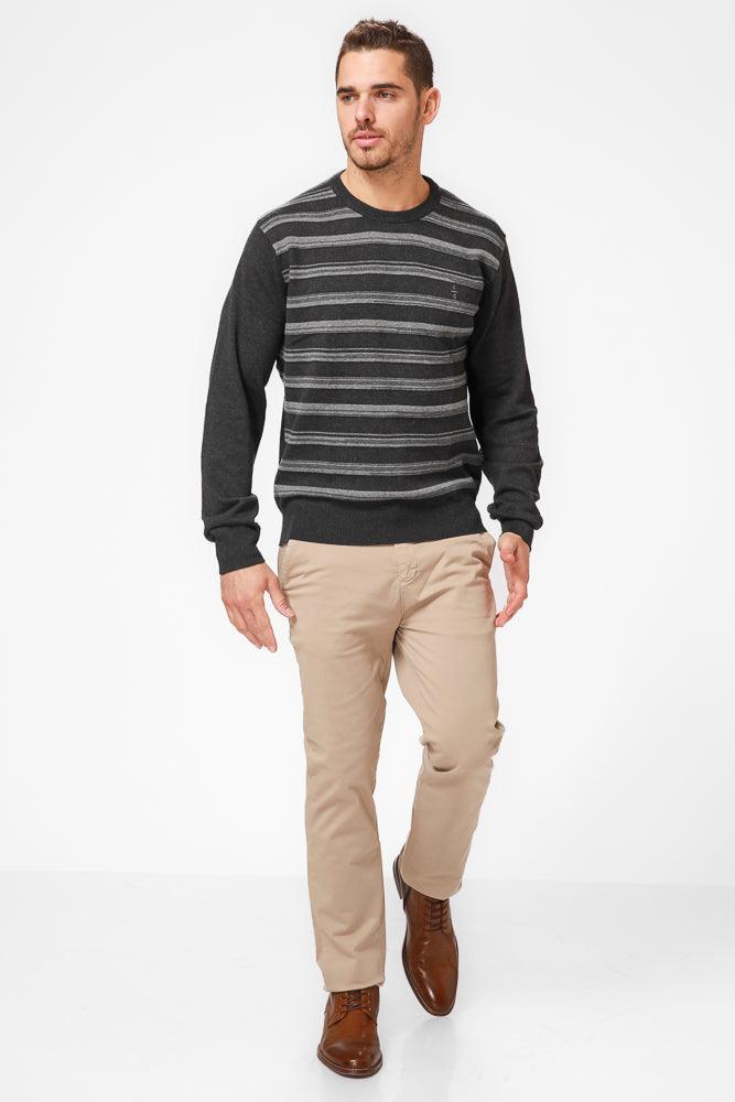 KENNETH COLE - סריג פסים ג'קארד בצבע אפור - MASHBIR//365