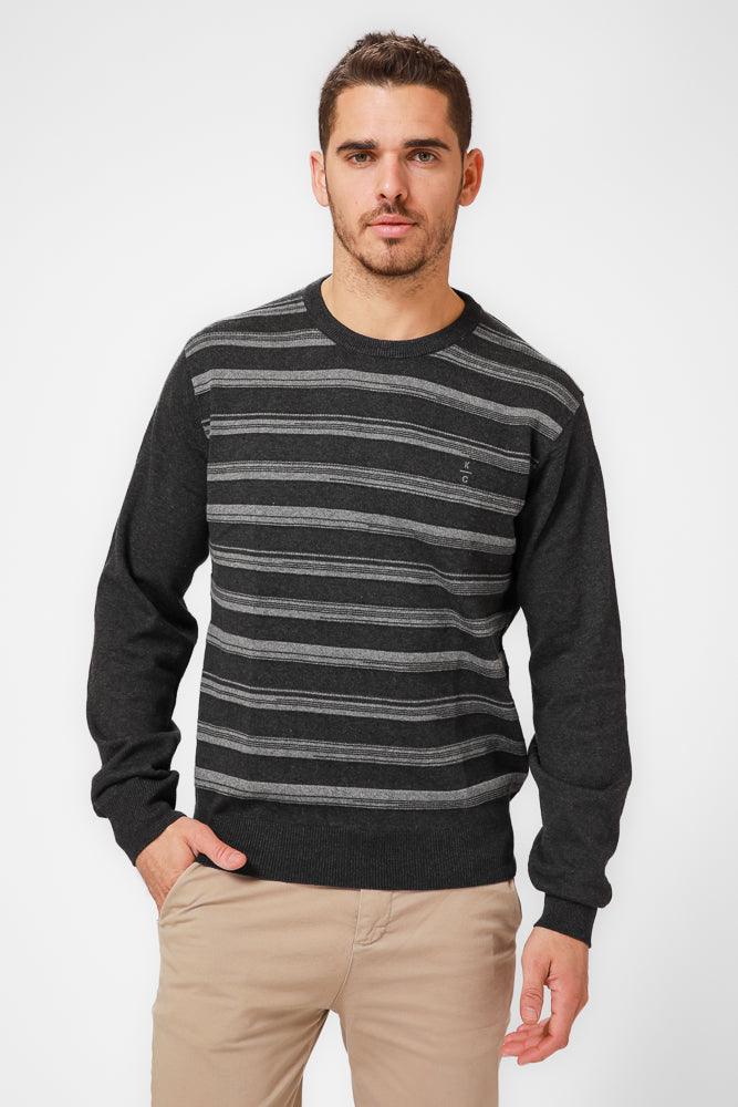 KENNETH COLE - סריג פסים ג'קארד בצבע אפור - MASHBIR//365