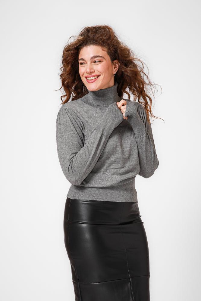 KENNETH COLE - סריג גולף בצבע אפור - MASHBIR//365