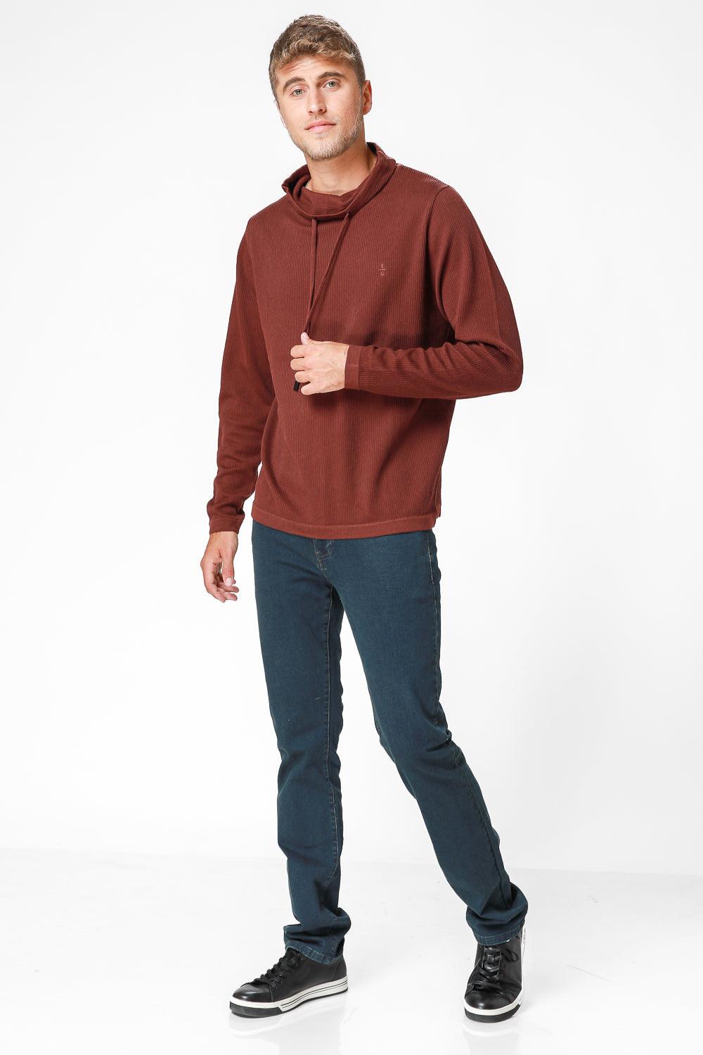 KENNETH COLE - סריג גולף עם שרוך קשירה בצבע אדום - MASHBIR//365