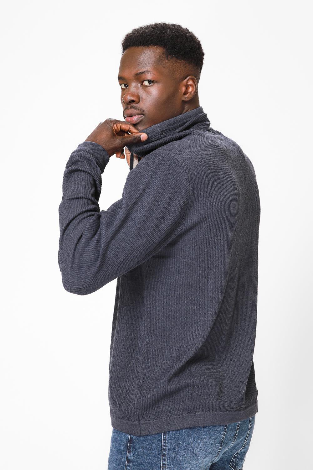 KENNETH COLE - סריג גולף עם שרוך קשירה בצבע נייבי - MASHBIR//365