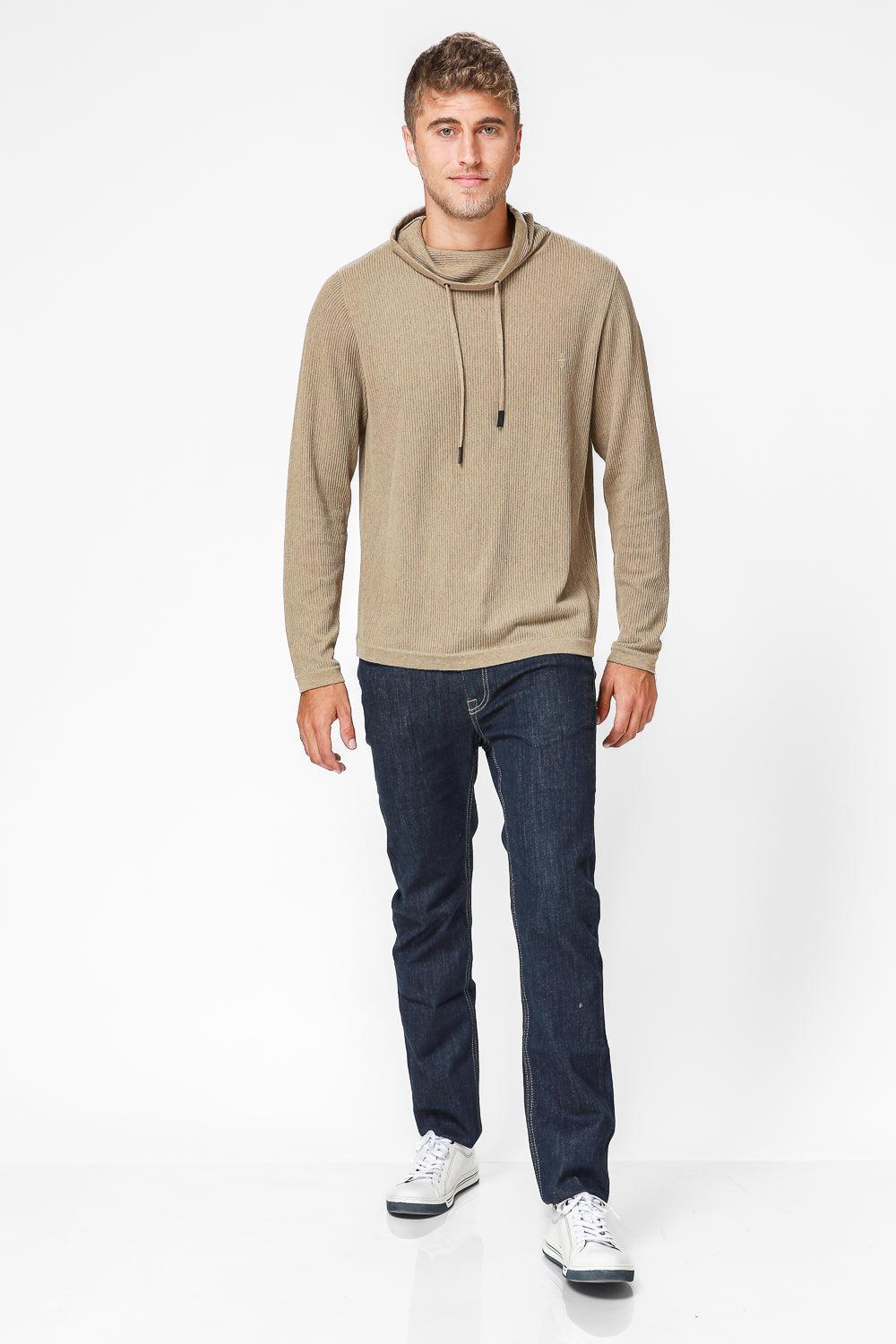 KENNETH COLE - סריג גולף עם שרוך קשירה בצבע חום - MASHBIR//365