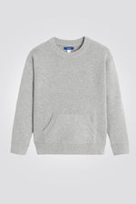 OKAIDI - סריג ילדים ריבס עם כיס קנגרו באפור בהיר - MASHBIR//365