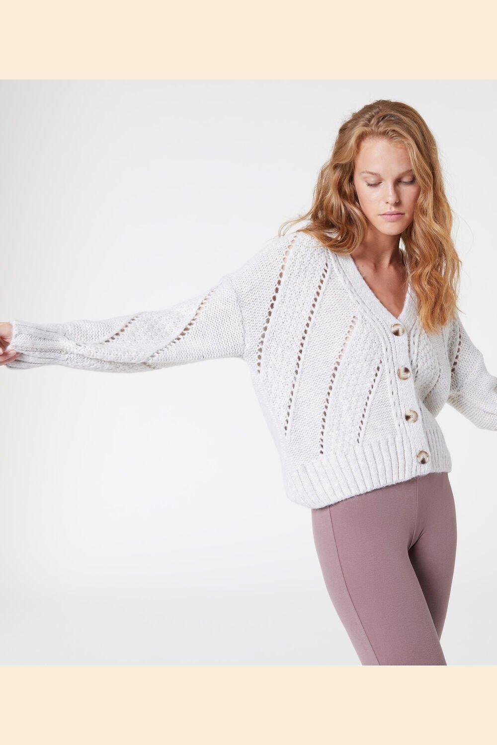 ETAM - סריג קרדיגן BABA אפור בהיר - MASHBIR//365