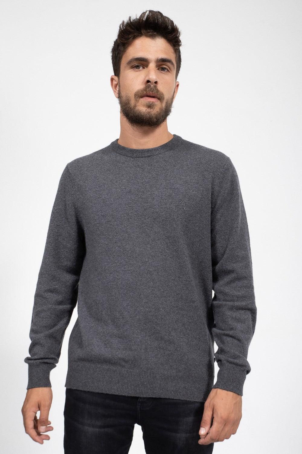 NAUTICA - סריג חלק אפור לוגו רקום - MASHBIR//365