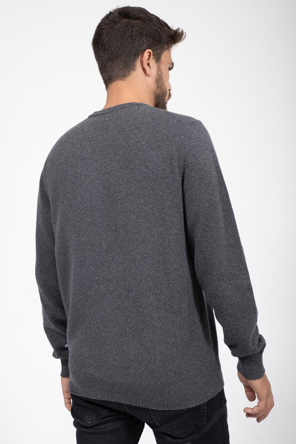 NAUTICA - סריג חלק אפור לוגו רקום - MASHBIR//365