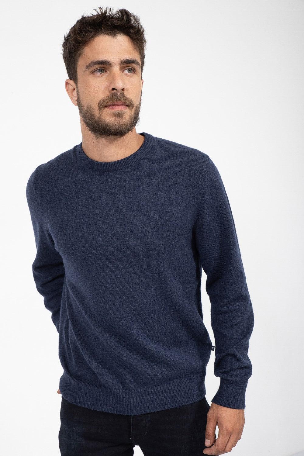 NAUTICA - סריג חלק נייבי לוגו רקום - MASHBIR//365