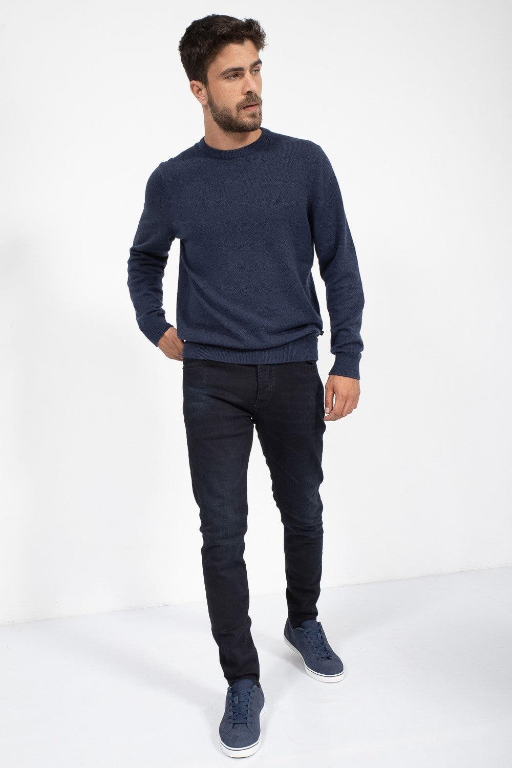 NAUTICA - סריג חלק נייבי לוגו רקום - MASHBIR//365