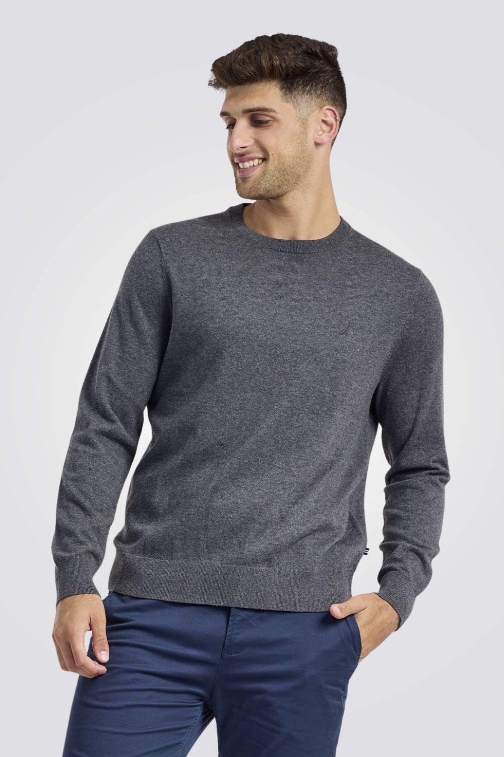 NAUTICA - סריג עם לוגו רקום בצבע אפור - MASHBIR//365