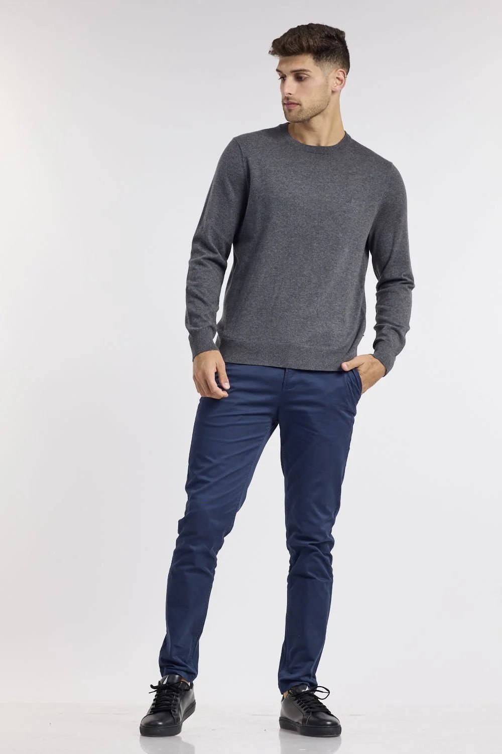 NAUTICA - סריג עם לוגו רקום בצבע אפור - MASHBIR//365