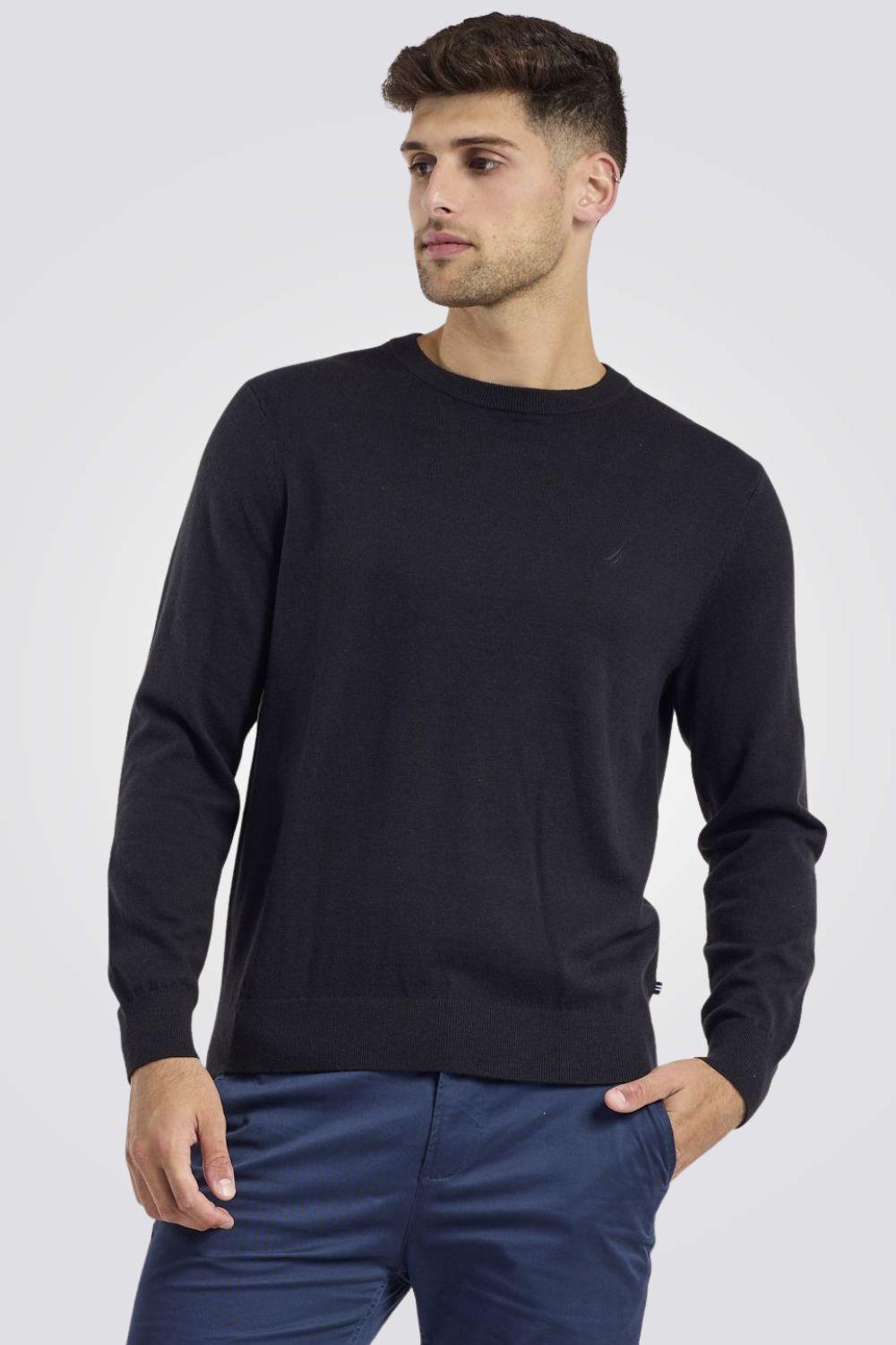 NAUTICA - סריג עם לוגו רקום בצבע שחור - MASHBIR//365