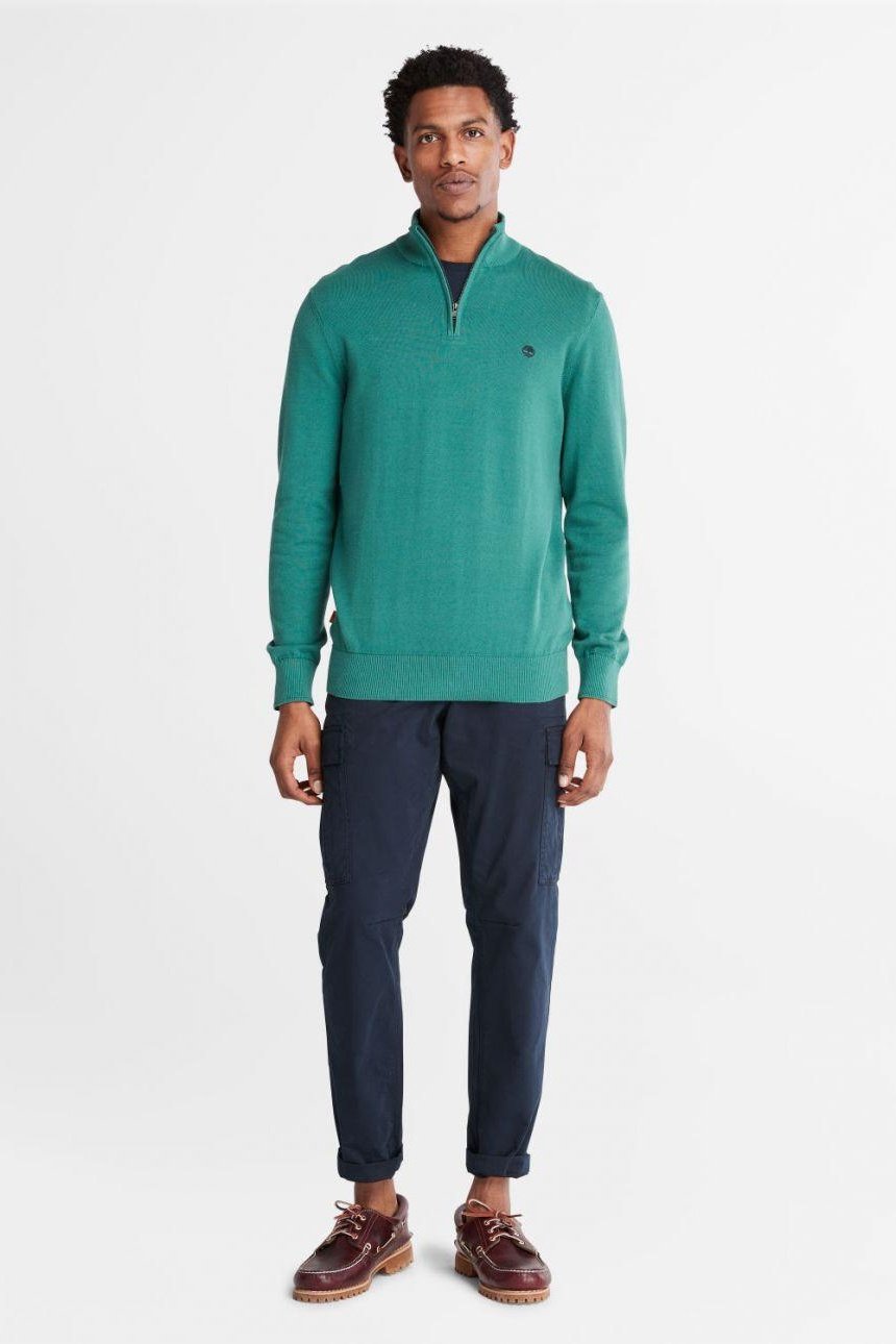 TIMBERLAND - סריג עם רוכסן עליון בצבע ירוק - MASHBIR//365