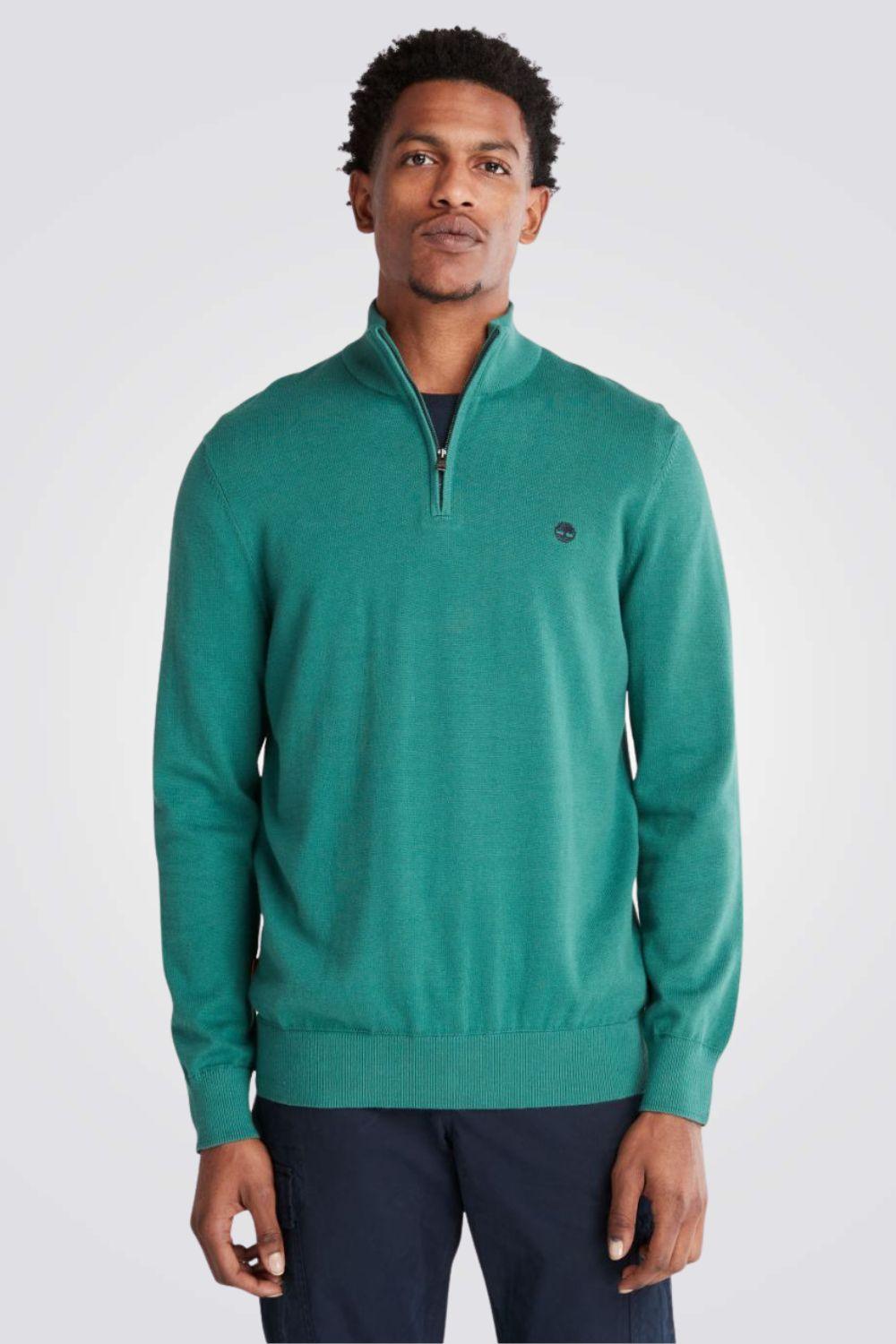 TIMBERLAND - סריג עם רוכסן עליון בצבע ירוק - MASHBIR//365