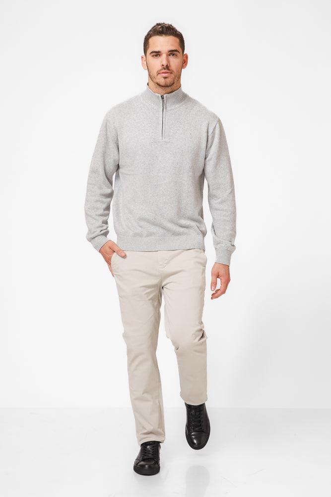 KENNETH COLE - סריג עם צווארון ורוכסן בצבע אפור - MASHBIR//365