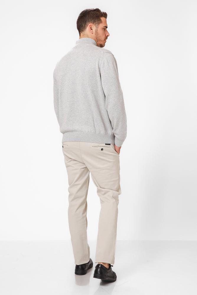 KENNETH COLE - סריג עם צווארון ורוכסן בצבע אפור - MASHBIR//365