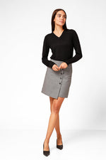 KENNETH COLE - סריג מחשוף וי עם שרוולים ארוכים בצבע שחור - MASHBIR//365