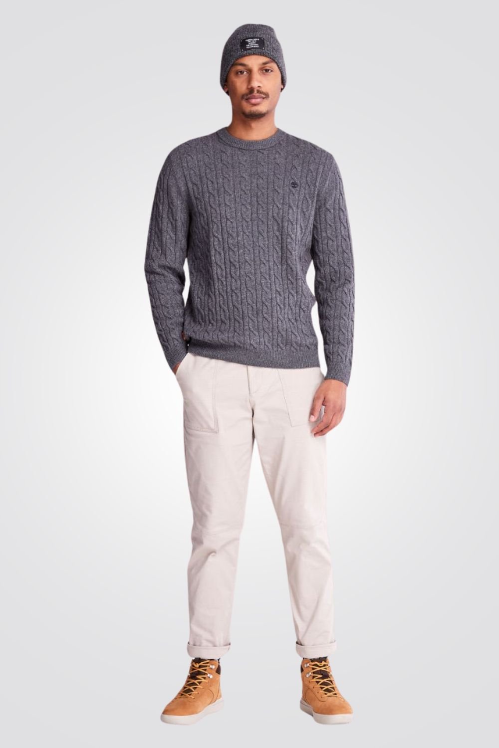 TIMBERLAND - סריג צמות עם רקמת לוגו המותג בצד - MASHBIR//365