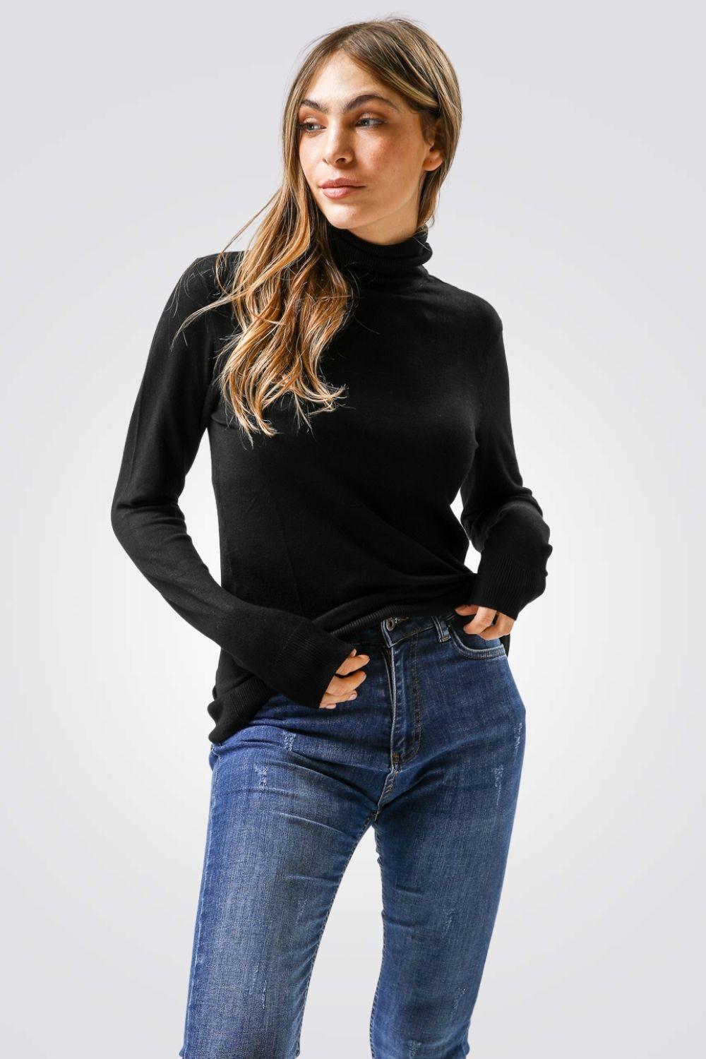 KENNETH COLE - סריג T NECK שחור - MASHBIR//365