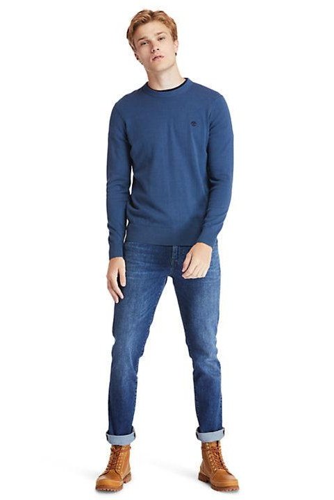 TIMBERLAND - סריג כחול לוגו רקום - MASHBIR//365