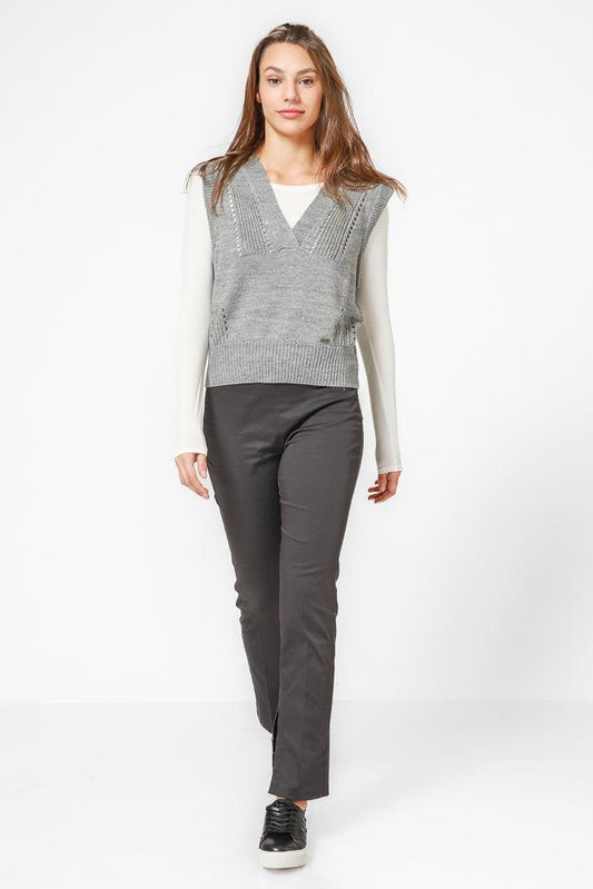 KENNETH COLE - סריג וסט בצבע GREY MELANGE - MASHBIR//365