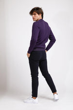 KENNETH COLE - סריג כותנה בייסיק עם צווארון עגול בצבע סגול - MASHBIR//365