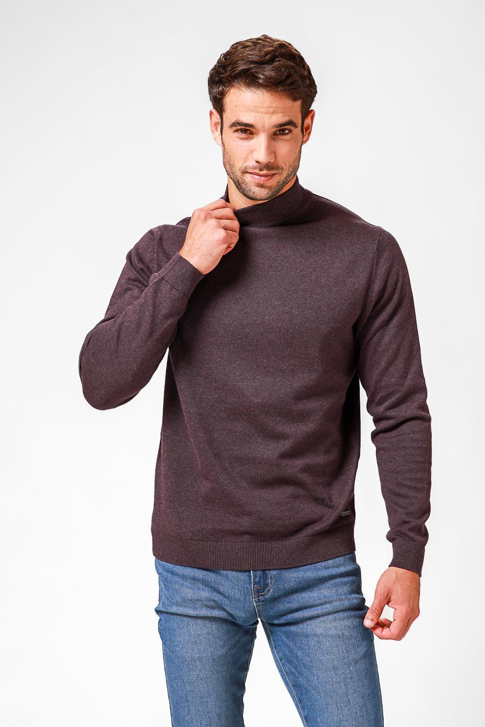 KENNETH COLE - סריג כותנה בייסיק עם צווארון גולף קצר בצבע חציל - MASHBIR//365