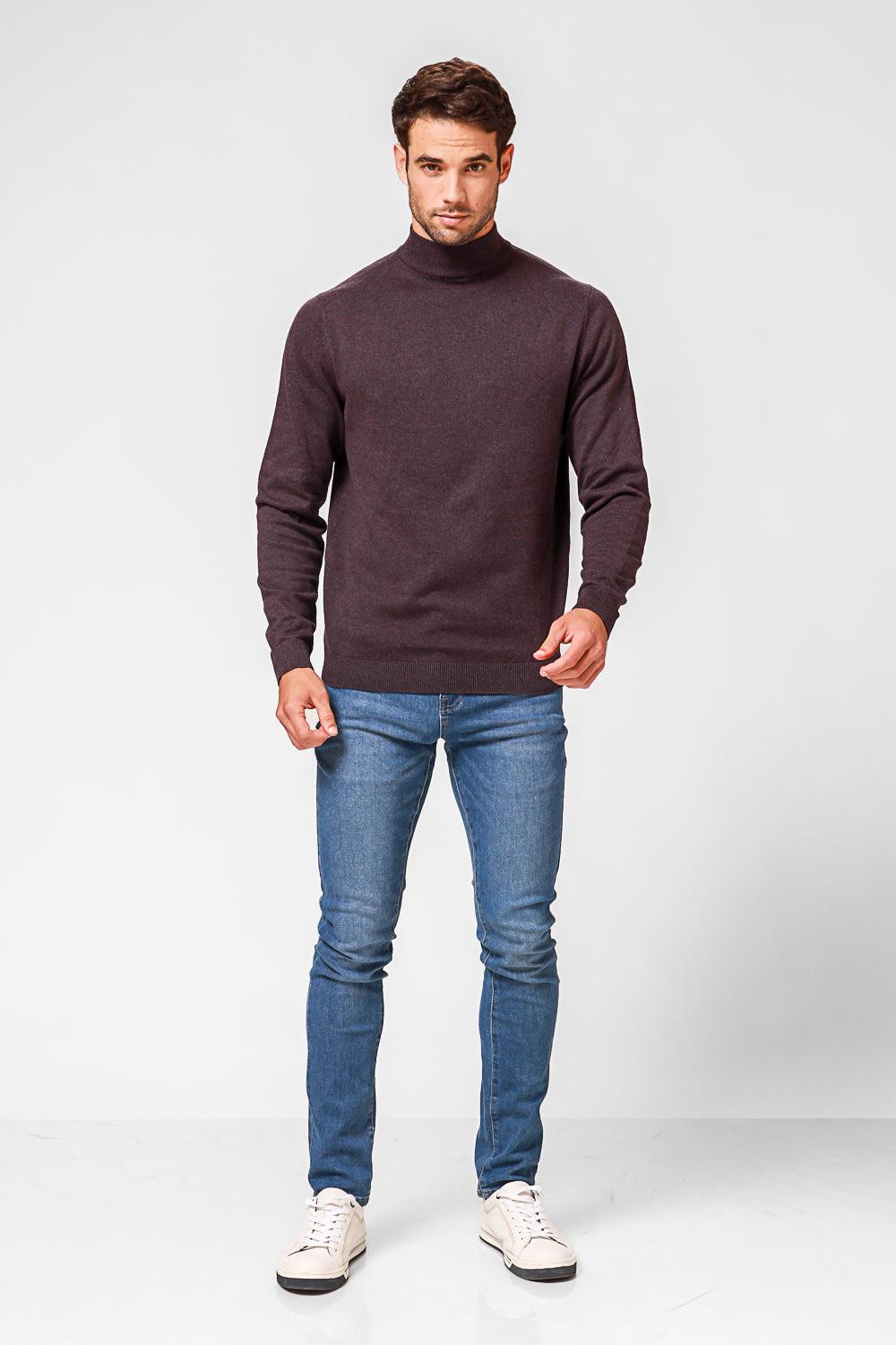 KENNETH COLE - סריג כותנה בייסיק עם צווארון גולף קצר בצבע חציל - MASHBIR//365