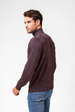 KENNETH COLE - סריג כותנה בייסיק עם צווארון גולף קצר בצבע חציל - MASHBIR//365