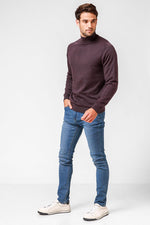 KENNETH COLE - סריג כותנה בייסיק עם צווארון גולף קצר בצבע חציל - MASHBIR//365