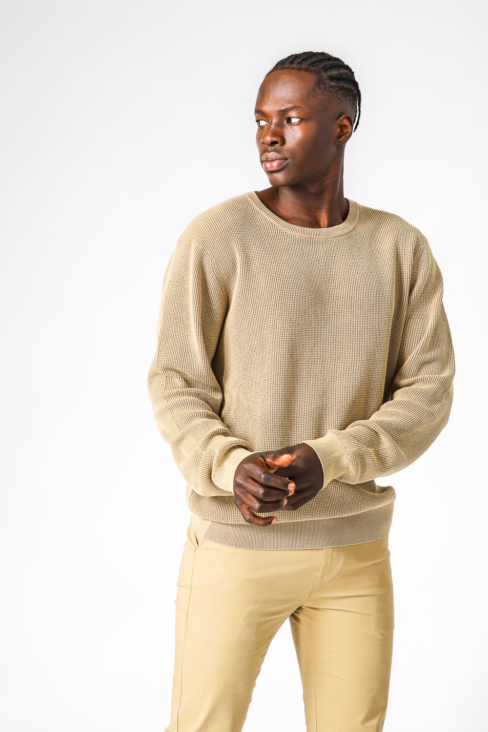 KENNETH COLE - סריג וואפל בצבע קרם - MASHBIR//365