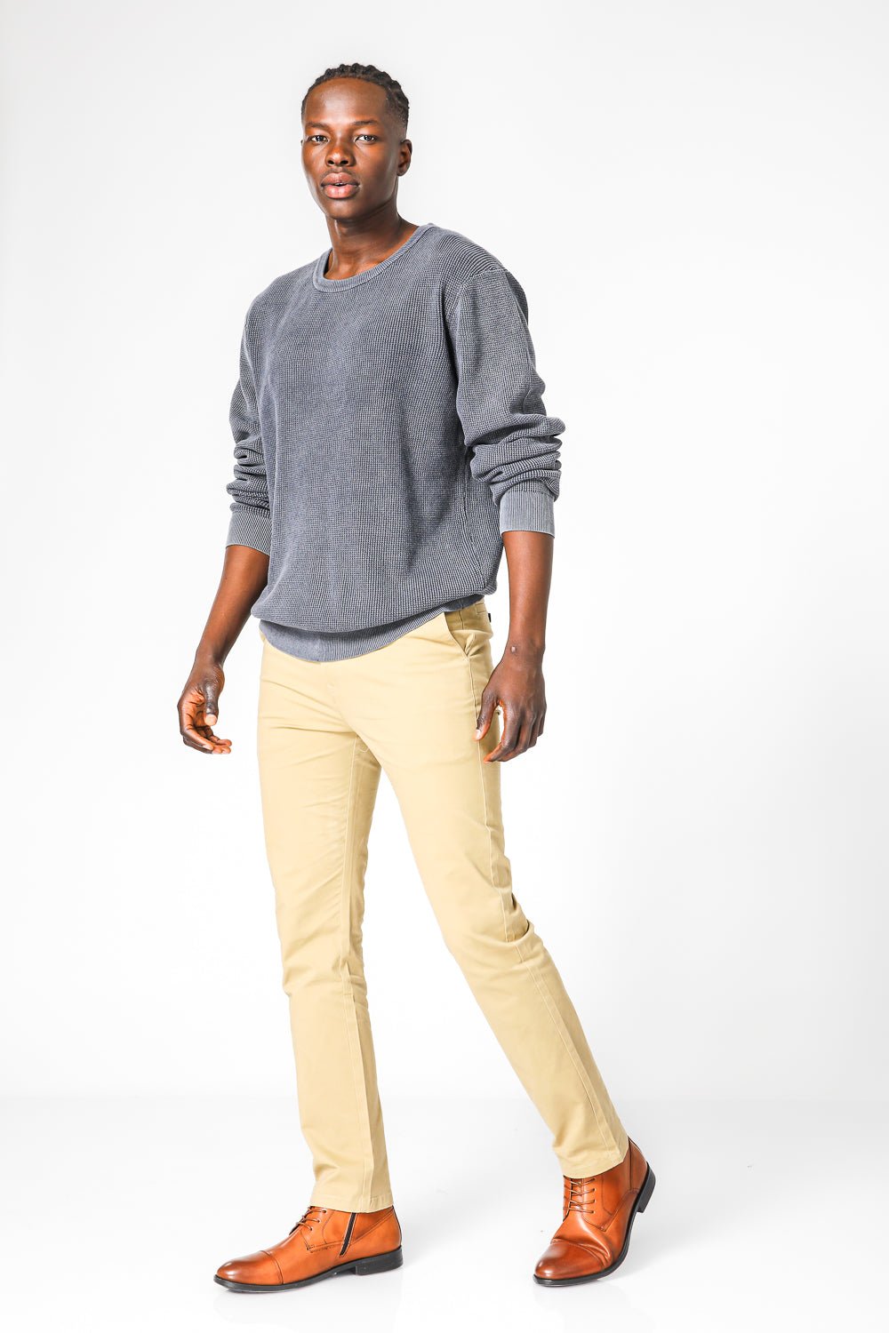 KENNETH COLE - סריג וואפל בצבע נייבי - MASHBIR//365