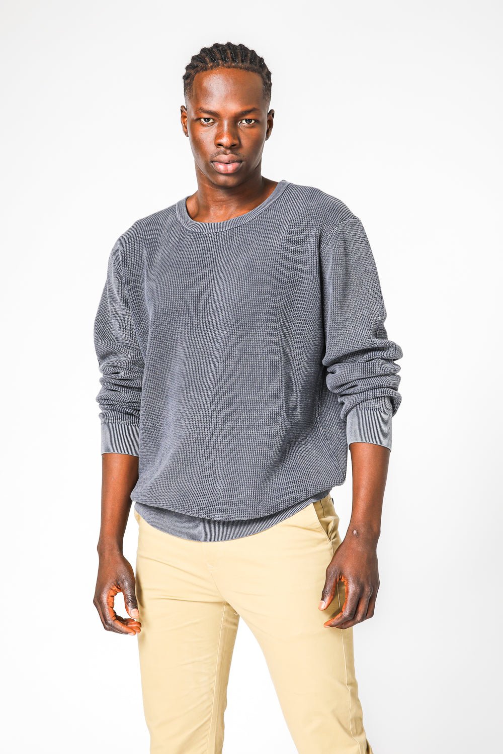 KENNETH COLE - סריג וואפל בצבע נייבי - MASHBIR//365