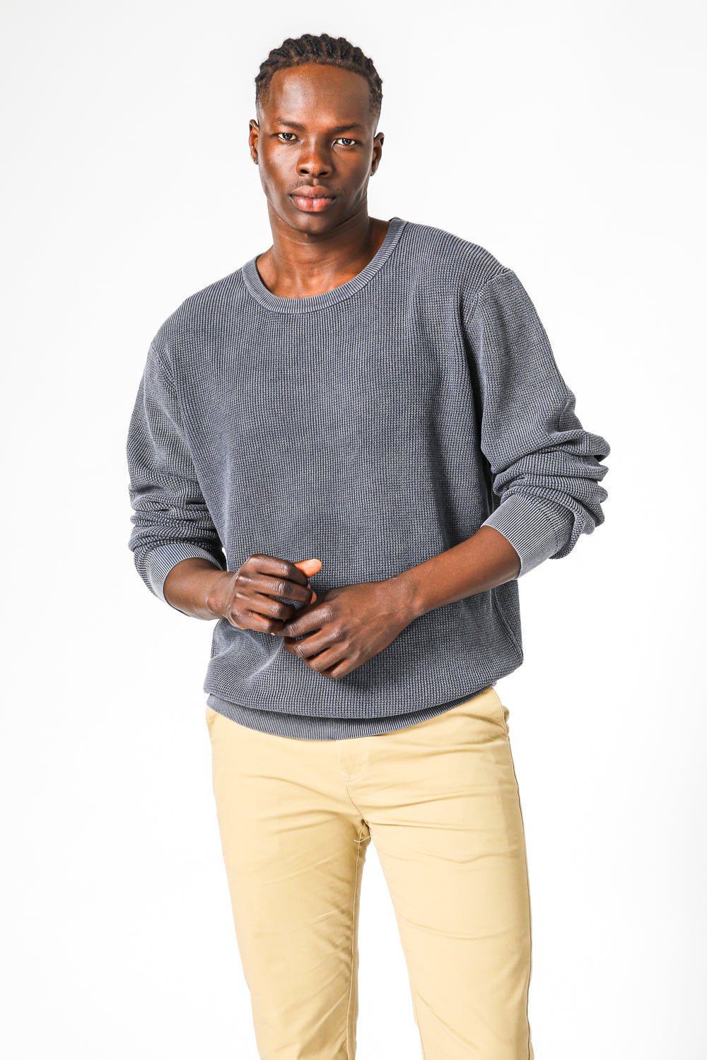 KENNETH COLE - סריג וואפל בצבע נייבי - MASHBIR//365