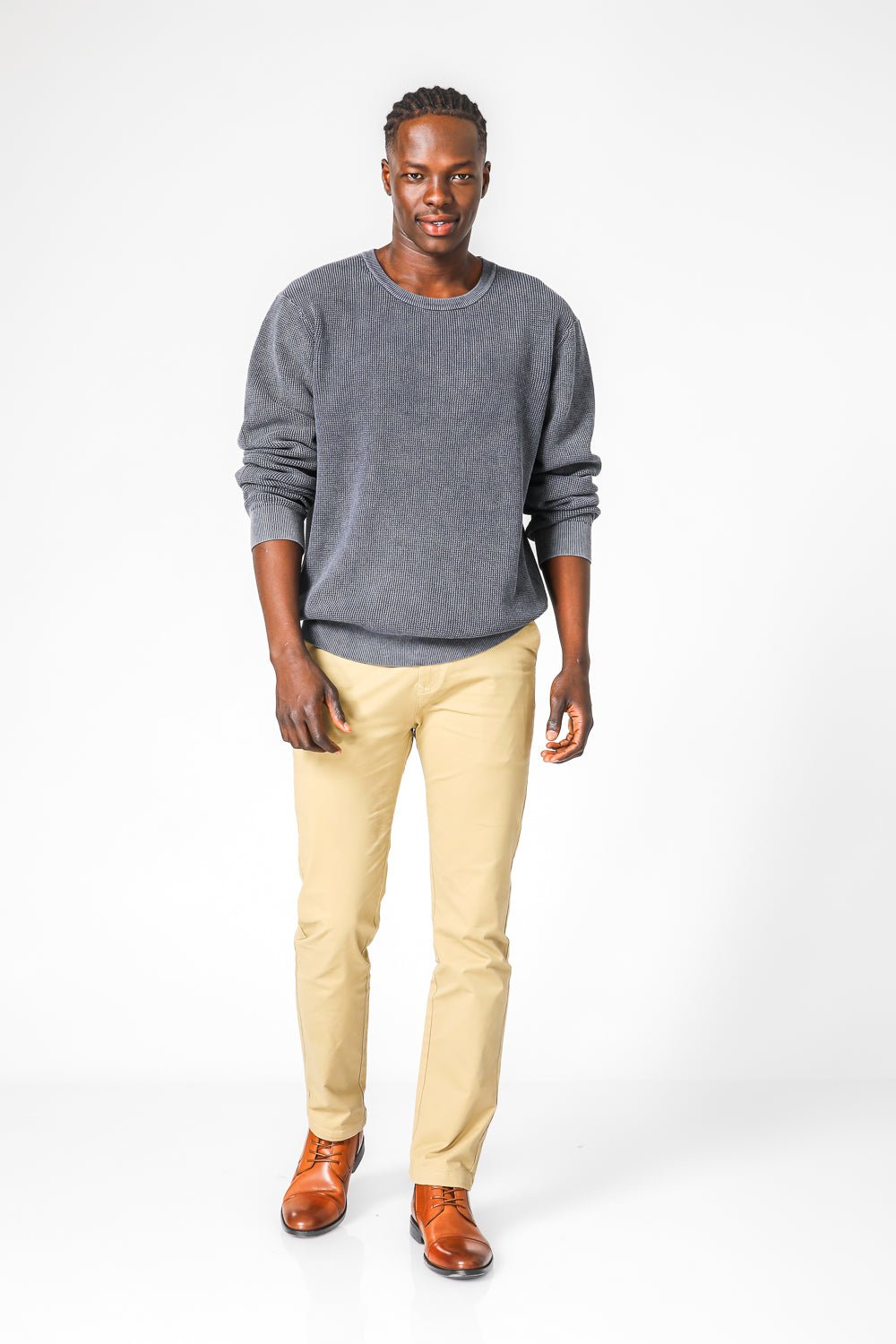 KENNETH COLE - סריג וואפל בצבע נייבי - MASHBIR//365