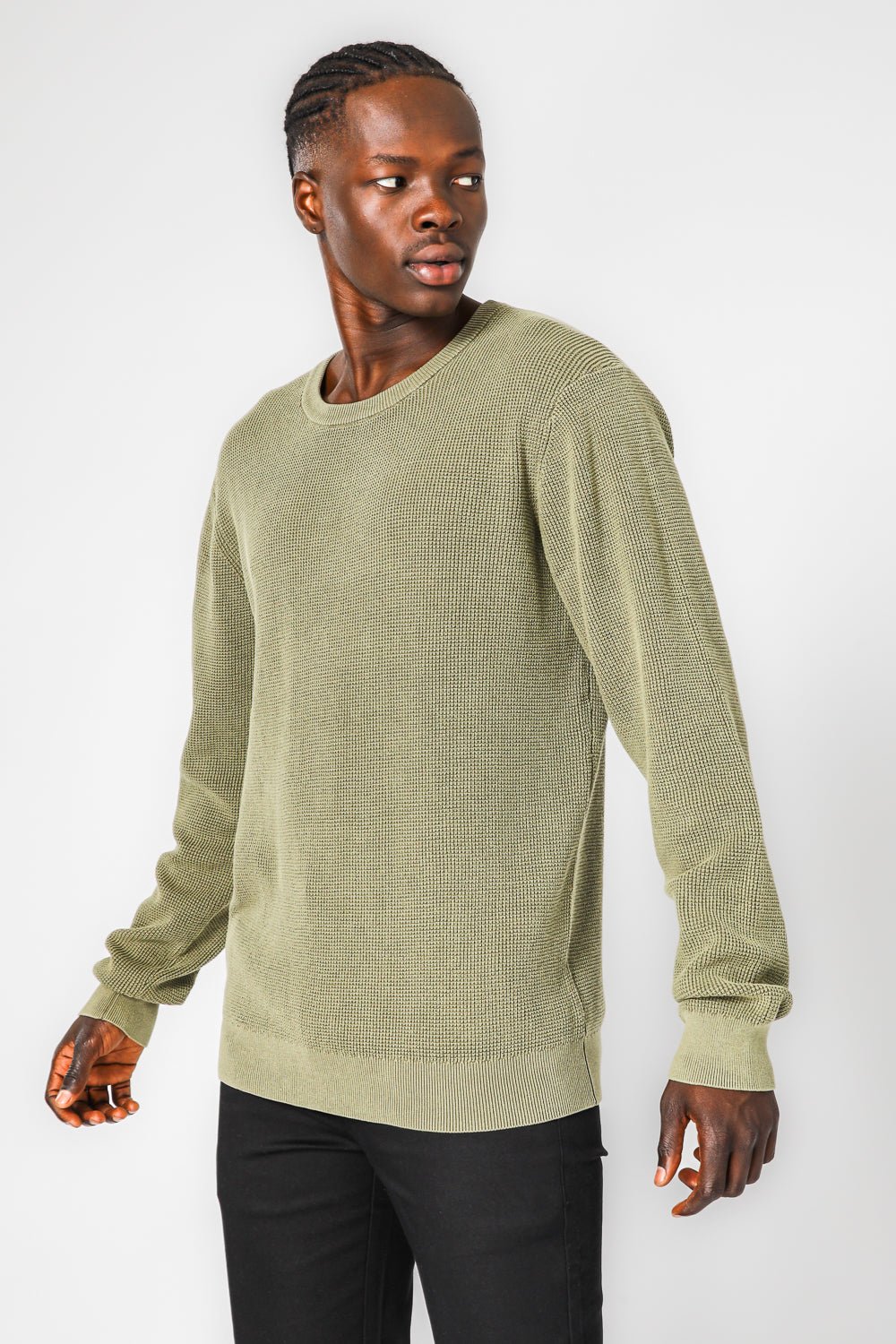 KENNETH COLE - סריג וואפל בצבע זית - MASHBIR//365