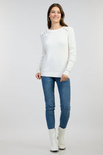 NAUTICA - סריג צווארון עגול עם לוגו רקמה בצבע לבן - MASHBIR//365