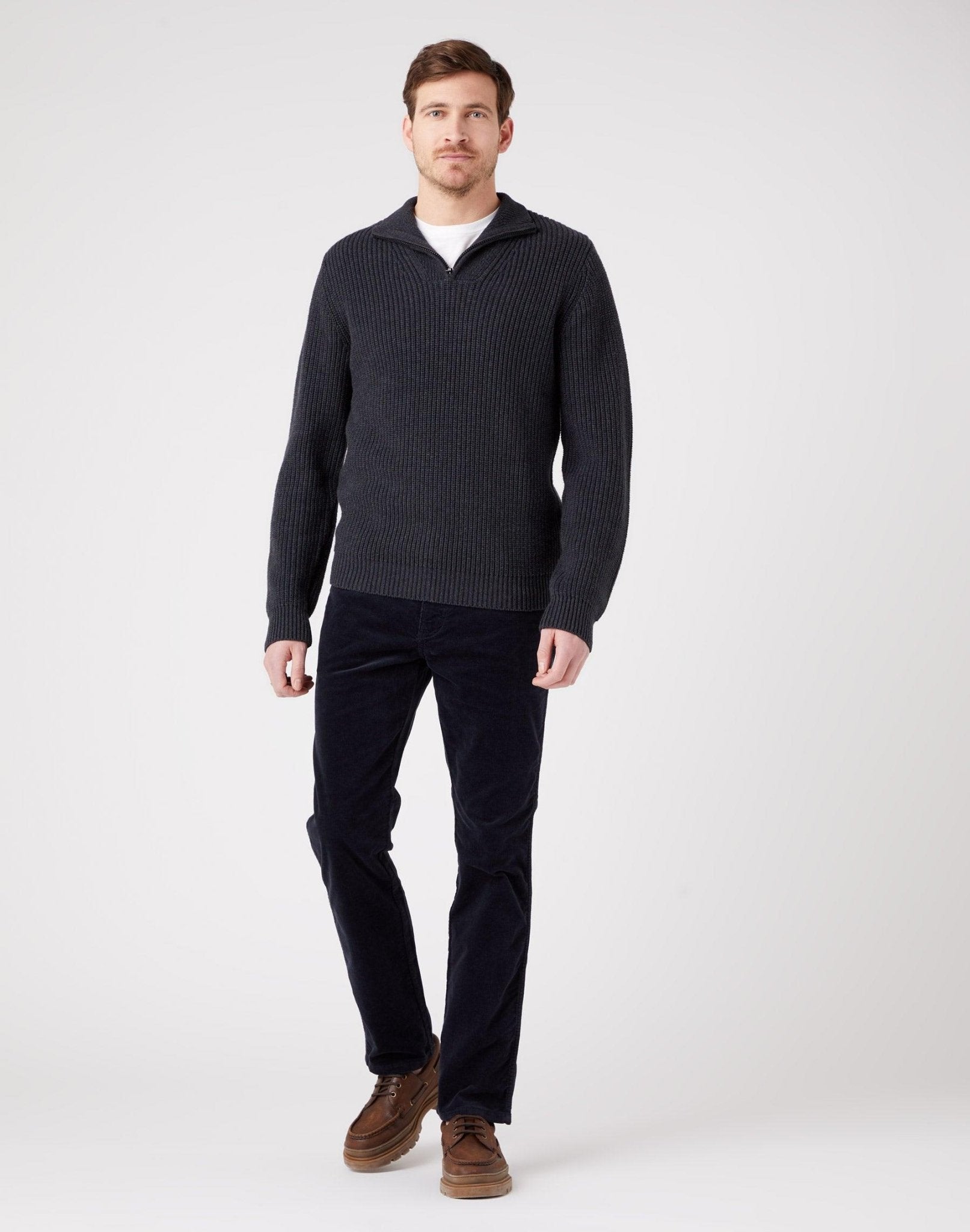 WRANGLER - סריג צווארון גולף בצבע אפור - MASHBIR//365