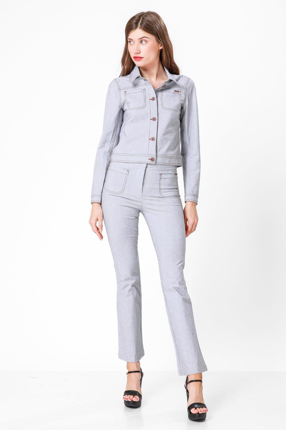 KENNETH COLE - STRIPE ג'ינס צבע אפור - MASHBIR//365