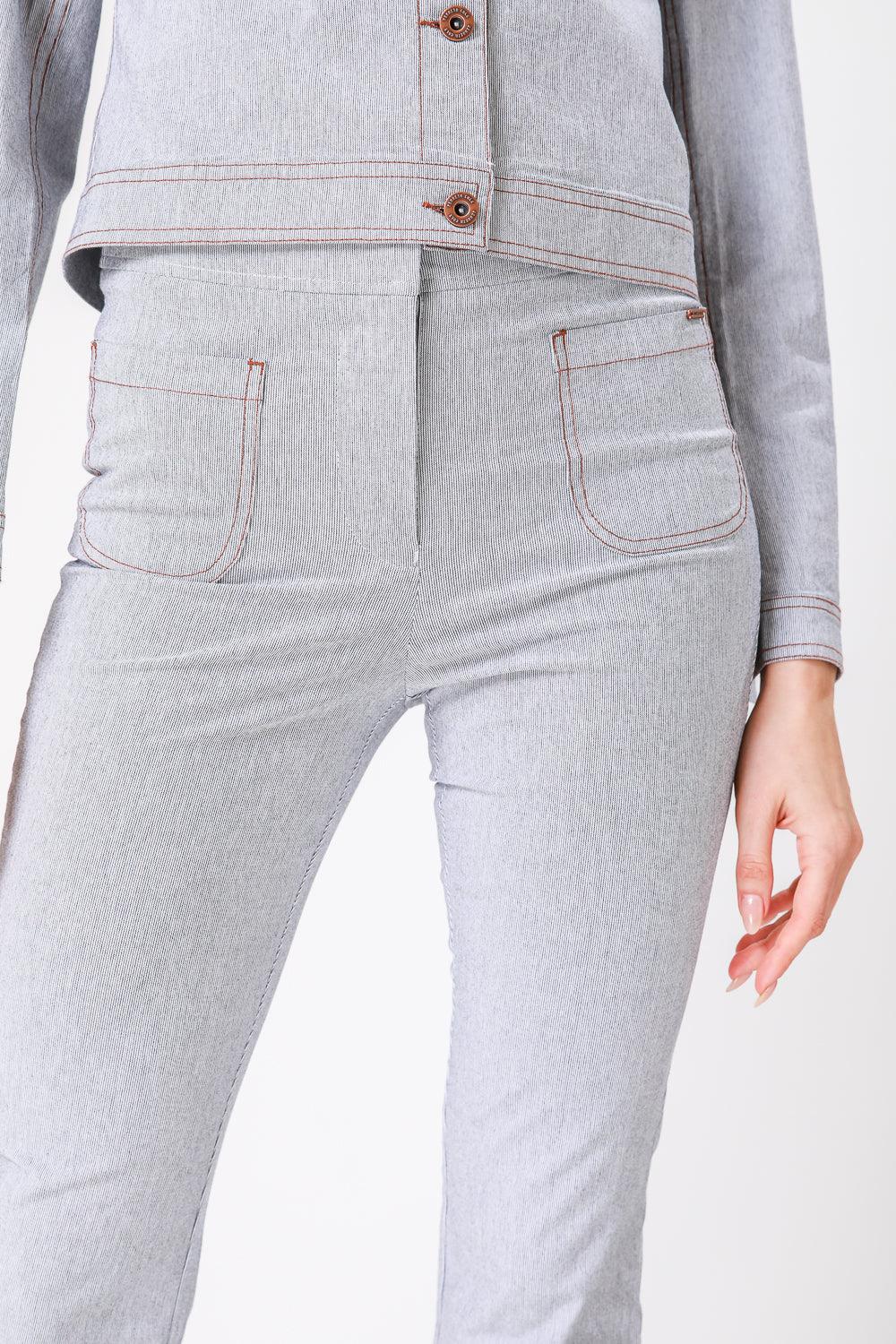 KENNETH COLE - STRIPE ג'ינס צבע אפור - MASHBIR//365