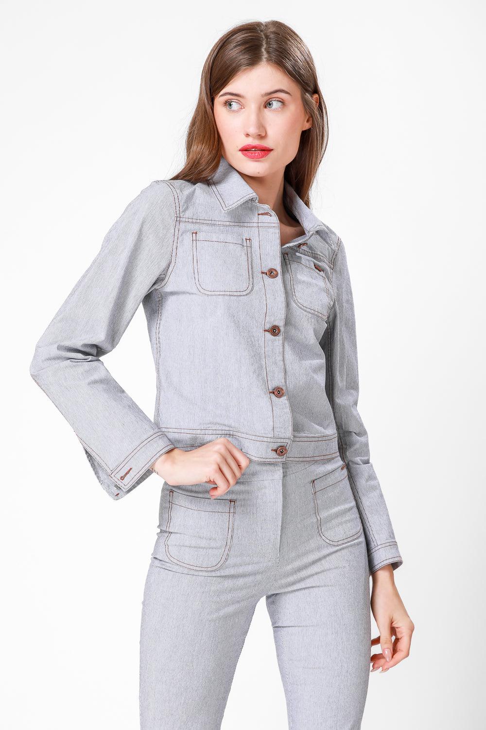 KENNETH COLE - STRIPE ג'קט פס דק אפור - MASHBIR//365