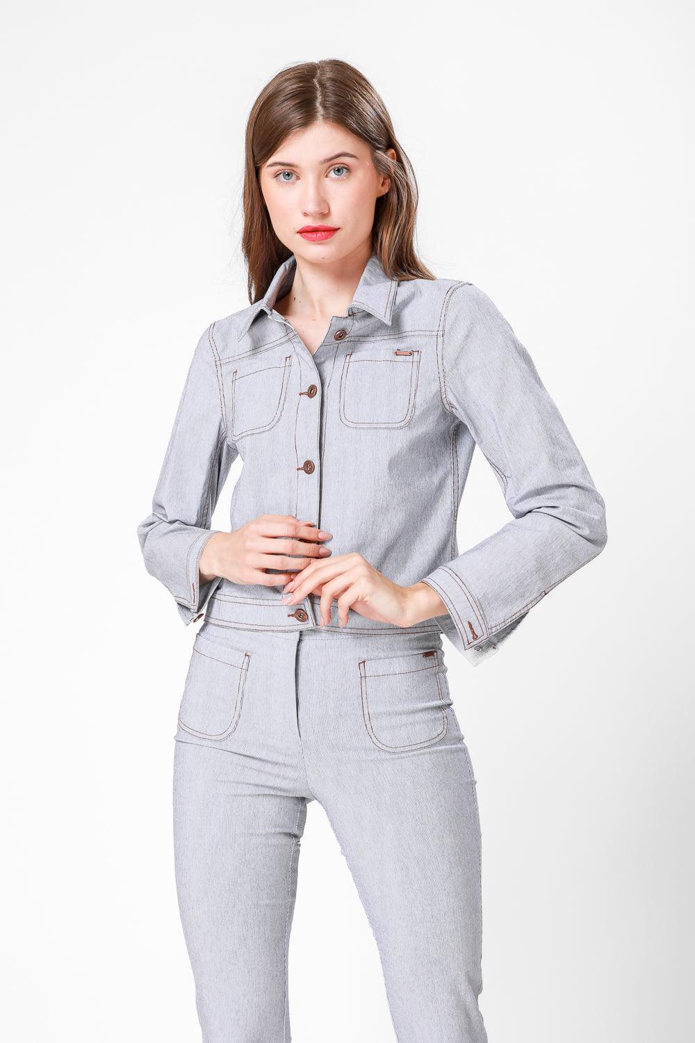 KENNETH COLE - STRIPE ג'קט פס דק אפור - MASHBIR//365