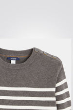 OKAIDI - סוודר ילדים אפור עם פסים לבנים - MASHBIR//365